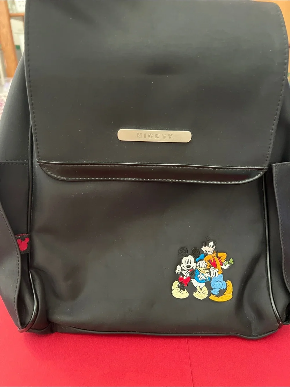 Vintage Disney Store Mickey & Friends Embroidered Black Backpack